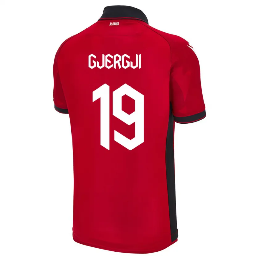 Danxen Kinder Albanien Matilda Gjergji #19 Rot Heimtrikot Trikot 24-26 T-Shirt