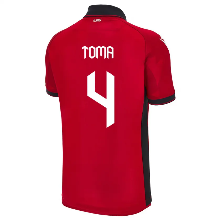 Danxen Kinder Albanien Stella Toma #4 Rot Heimtrikot Trikot 24-26 T-Shirt