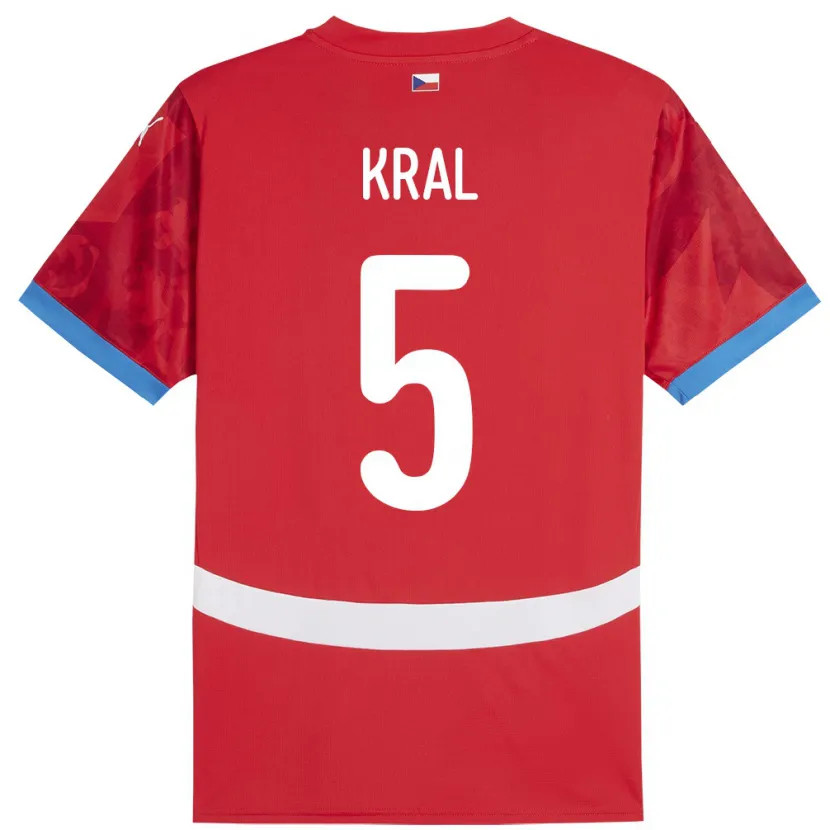 Danxen Kinder Tschechien Tomas Kral #5 Rot Heimtrikot Trikot 24-26 T-Shirt