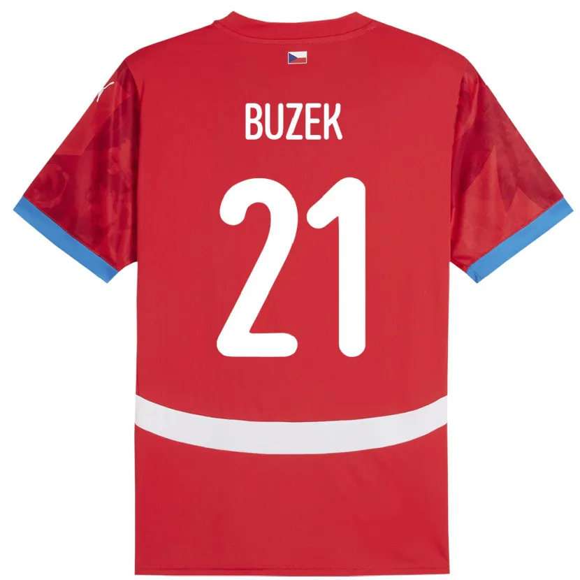 Danxen Kinder Tschechien Alexandr Buzek #21 Rot Heimtrikot Trikot 24-26 T-Shirt