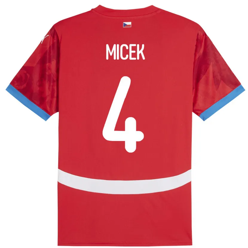 Danxen Kinder Tschechien Jiri Micek #4 Rot Heimtrikot Trikot 24-26 T-Shirt