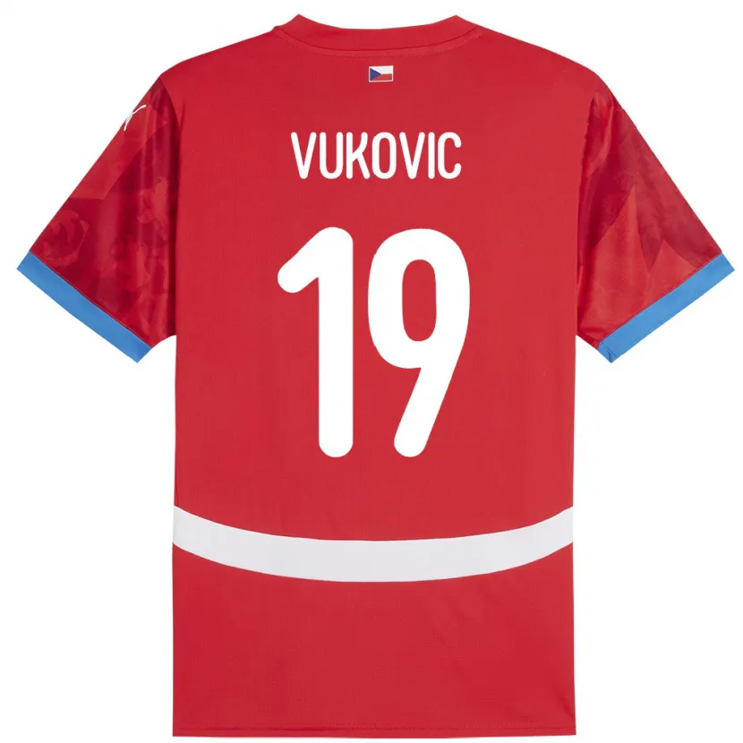 Danxen Kinder Tschechien Kristian Vukovic #19 Rot Heimtrikot Trikot 24-26 T-Shirt