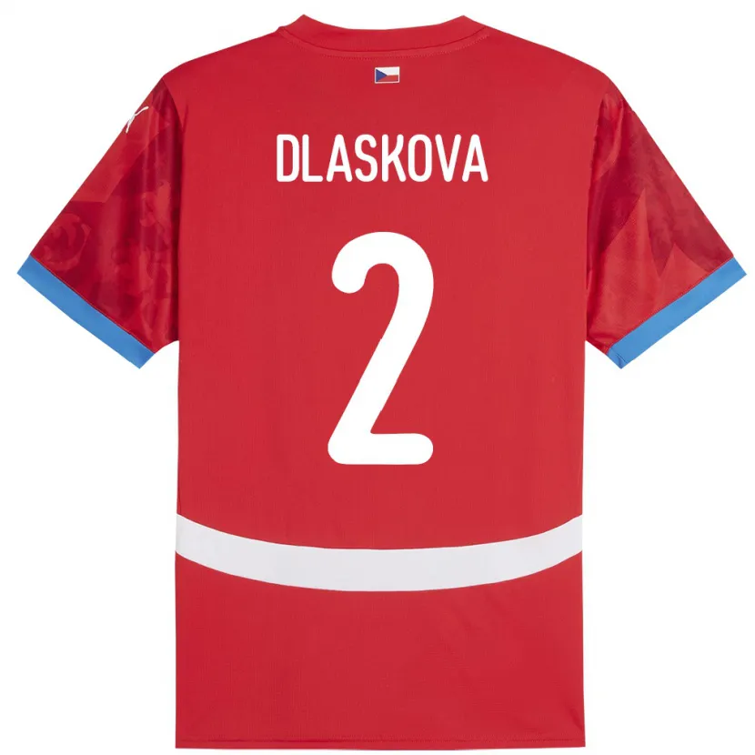 Danxen Kinder Tschechien Anna Dlasková #2 Rot Heimtrikot Trikot 24-26 T-Shirt