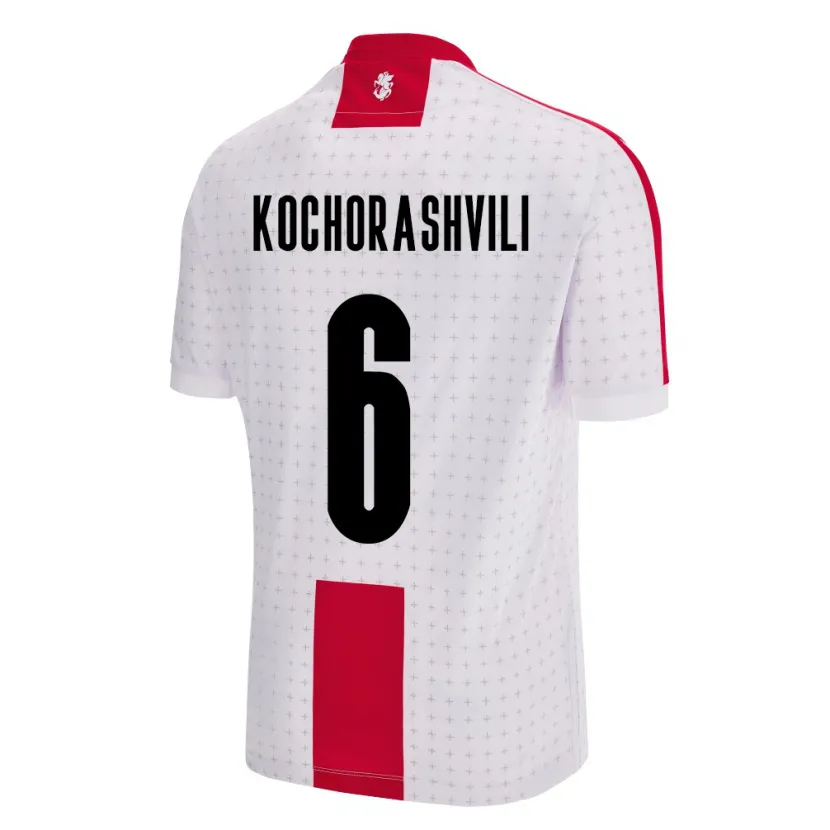 Danxen Kinder Georgien Giorgi Kochorashvili #6 Weiß Heimtrikot Trikot 24-26 T-Shirt