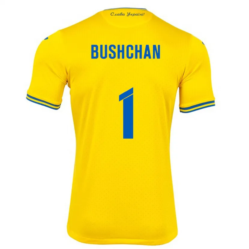 Danxen Kinder Ukraine Georgiy Bushchan #1 Gelb Heimtrikot Trikot 24-26 T-Shirt