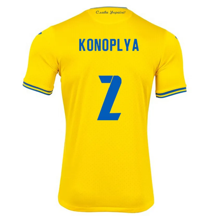 Danxen Kinder Ukraine Yukhym Konoplya #2 Gelb Heimtrikot Trikot 24-26 T-Shirt