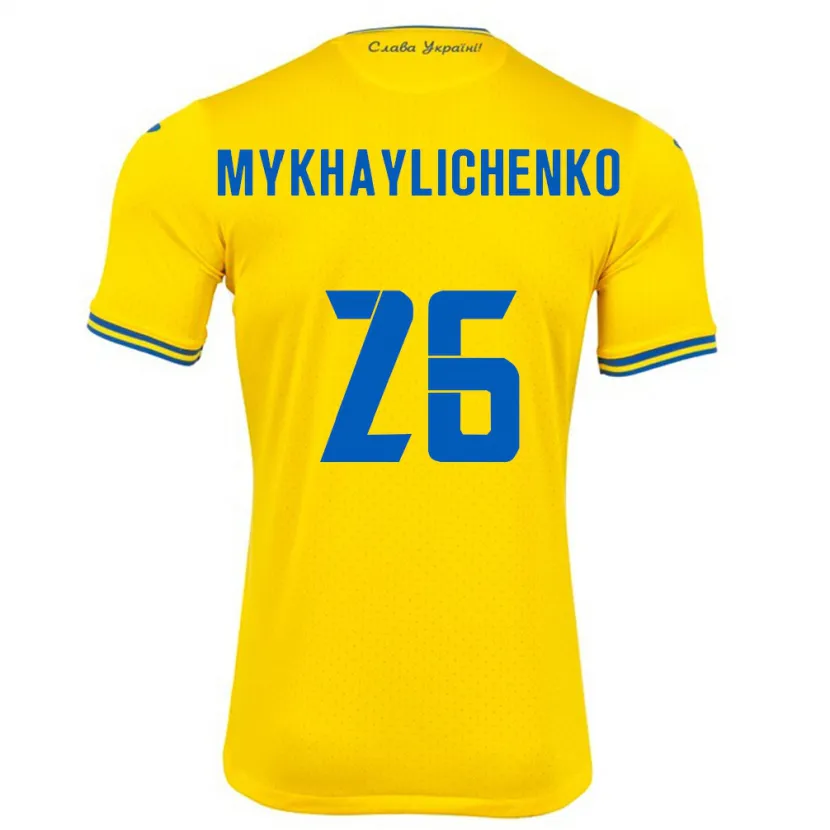 Danxen Kinder Ukraine Bogdan Mykhaylichenko #26 Gelb Heimtrikot Trikot 24-26 T-Shirt