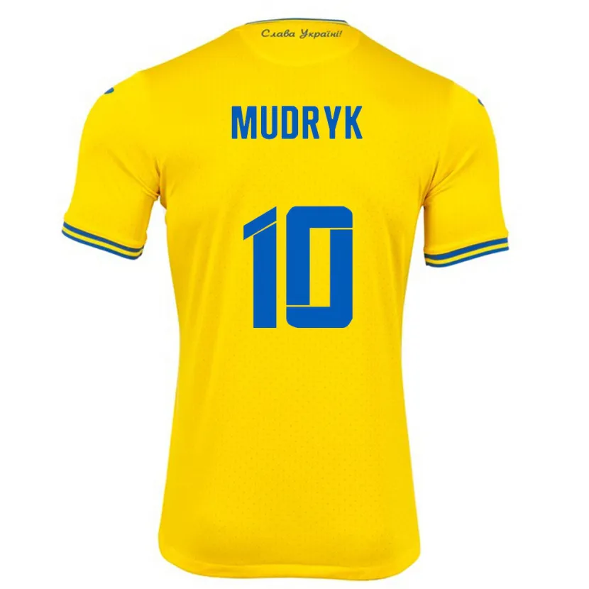 Danxen Kinder Ukraine Mykhaylo Mudryk #10 Gelb Heimtrikot Trikot 24-26 T-Shirt