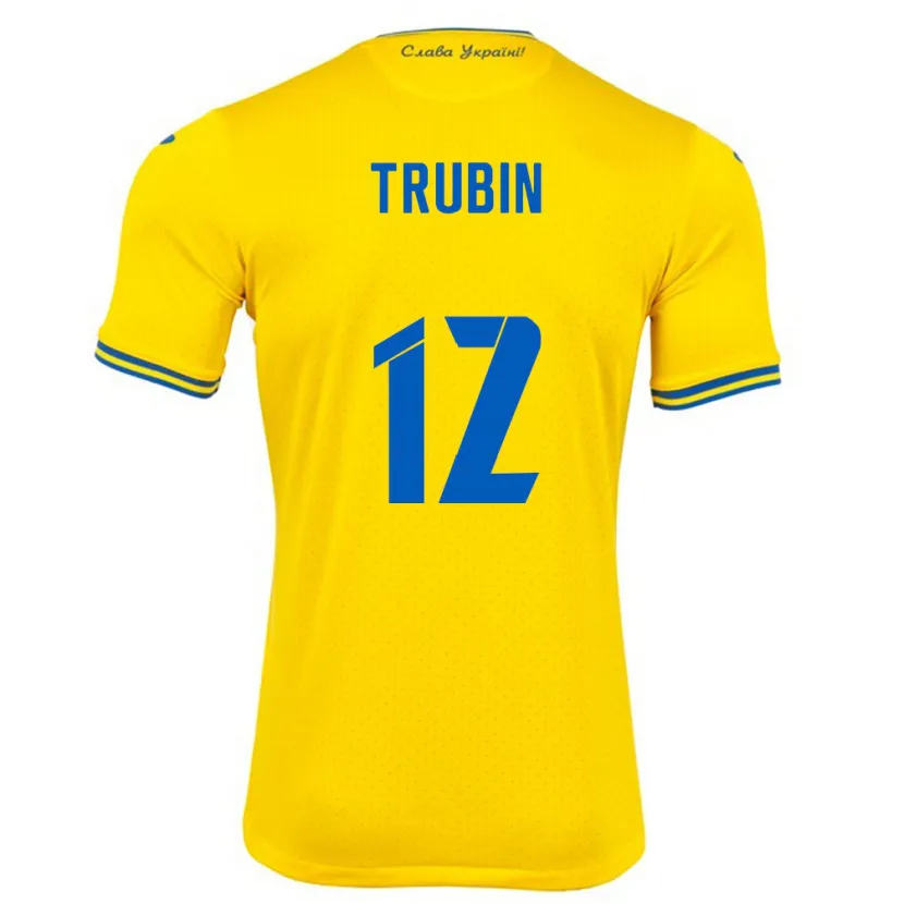 Danxen Kinder Ukraine Anatoliy Trubin #12 Gelb Heimtrikot Trikot 24-26 T-Shirt