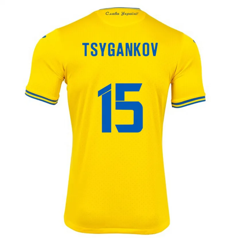 Danxen Kinder Ukraine Viktor Tsygankov #15 Gelb Heimtrikot Trikot 24-26 T-Shirt