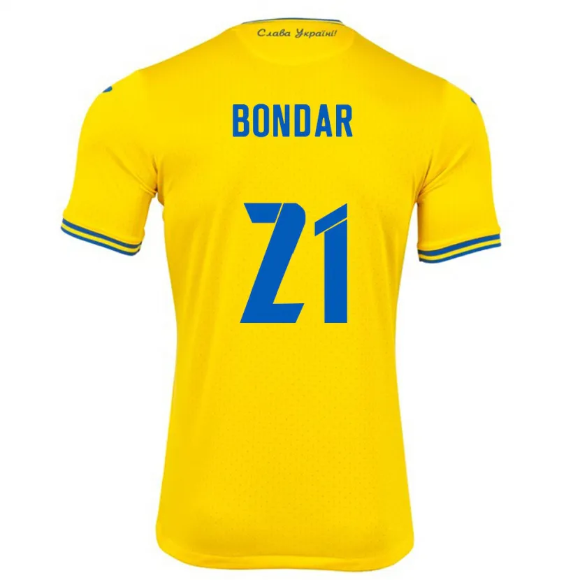 Danxen Kinder Ukraine Valeriy Bondar #21 Gelb Heimtrikot Trikot 24-26 T-Shirt