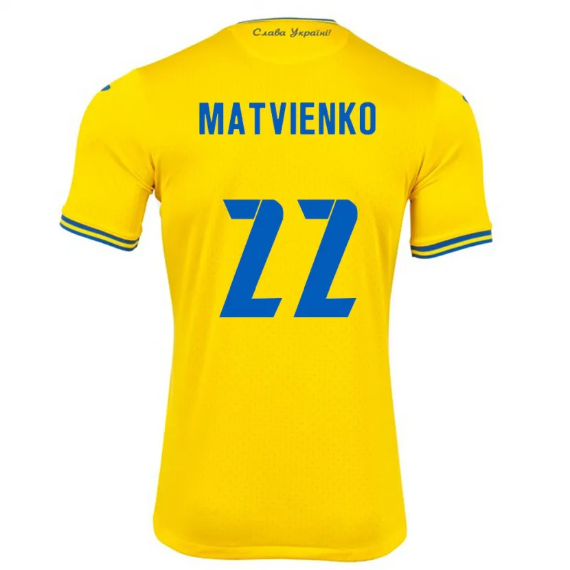 Danxen Kinder Ukraine Mykola Matvienko #22 Gelb Heimtrikot Trikot 24-26 T-Shirt