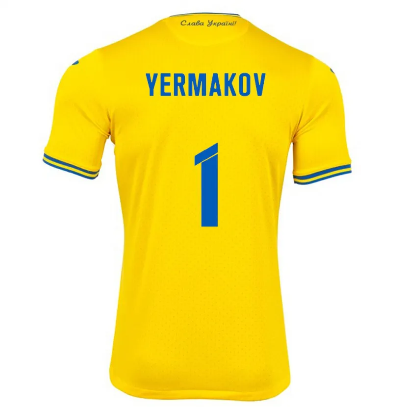 Danxen Kinder Ukraine Georgiy Yermakov #1 Gelb Heimtrikot Trikot 24-26 T-Shirt