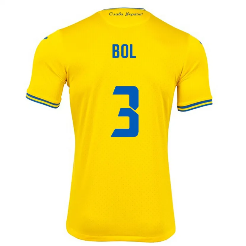 Danxen Kinder Ukraine Anton Bol #3 Gelb Heimtrikot Trikot 24-26 T-Shirt