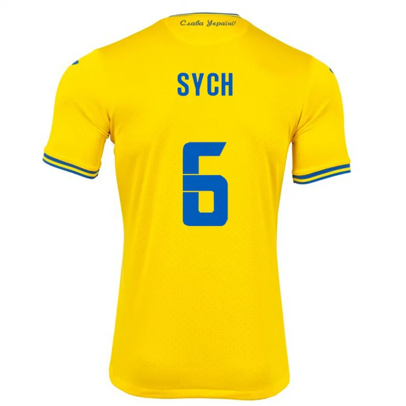 Danxen Kinder Ukraine Oleksiy Sych #6 Gelb Heimtrikot Trikot 24-26 T-Shirt