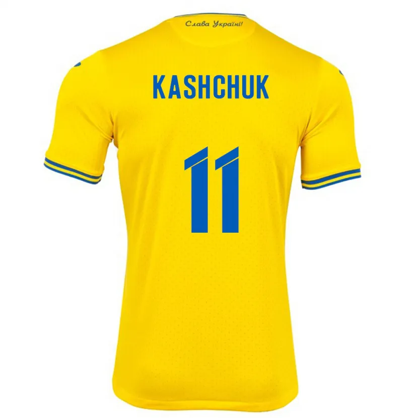 Danxen Kinder Ukraine Oleksiy Kashchuk #11 Gelb Heimtrikot Trikot 24-26 T-Shirt