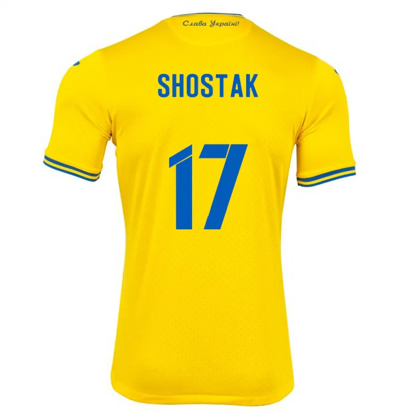 Danxen Kinder Ukraine Denys Shostak #17 Gelb Heimtrikot Trikot 24-26 T-Shirt