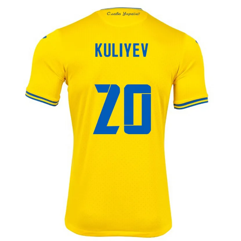 Danxen Kinder Ukraine Eldar Kuliyev #20 Gelb Heimtrikot Trikot 24-26 T-Shirt