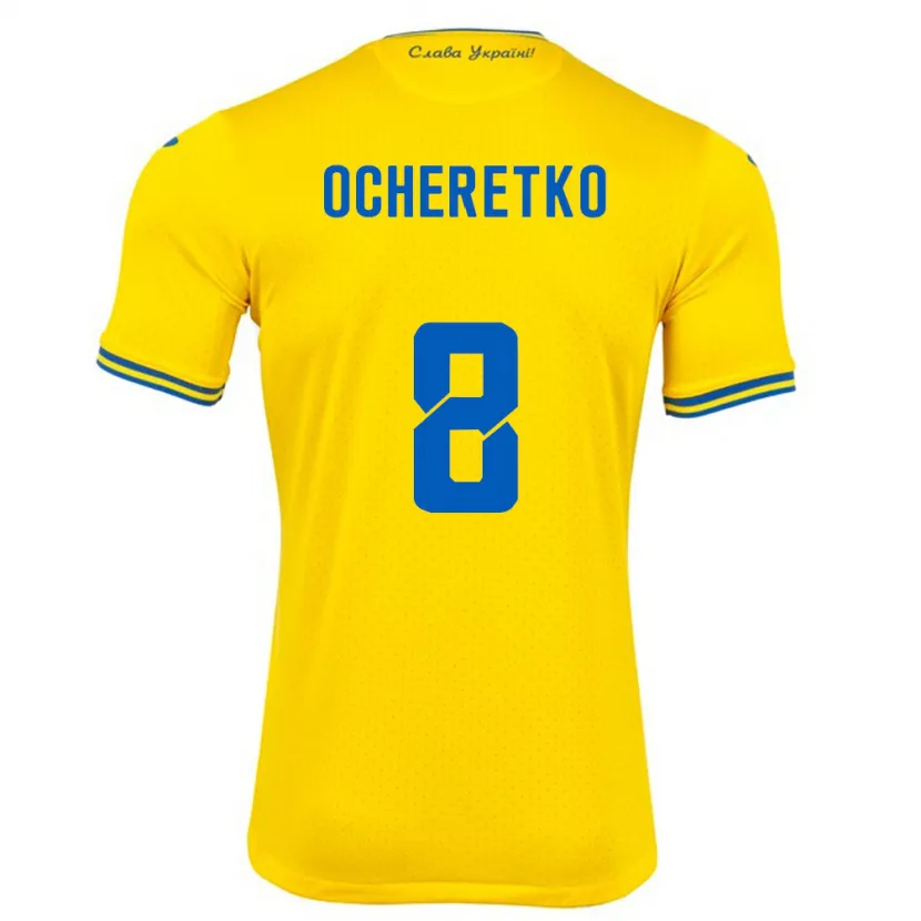 Danxen Kinder Ukraine Oleg Ocheretko #8 Gelb Heimtrikot Trikot 24-26 T-Shirt