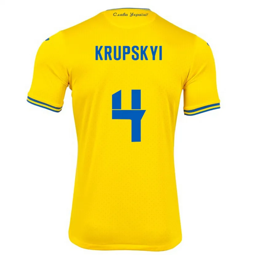 Danxen Kinder Ukraine Ilya Krupskyi #4 Gelb Heimtrikot Trikot 24-26 T-Shirt