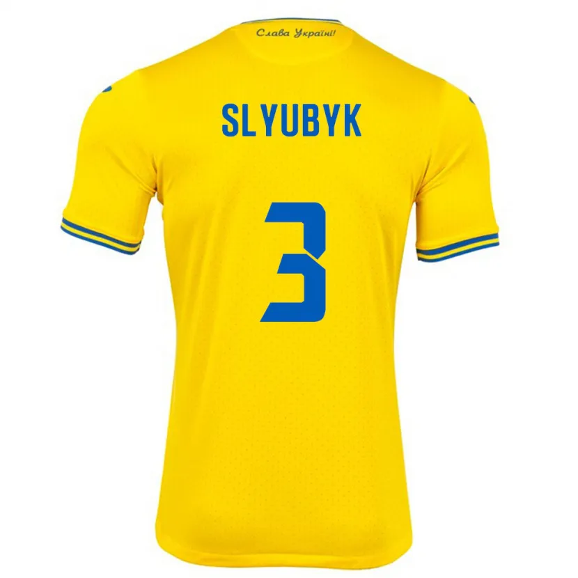 Danxen Kinder Ukraine Bogdan Slyubyk #3 Gelb Heimtrikot Trikot 24-26 T-Shirt