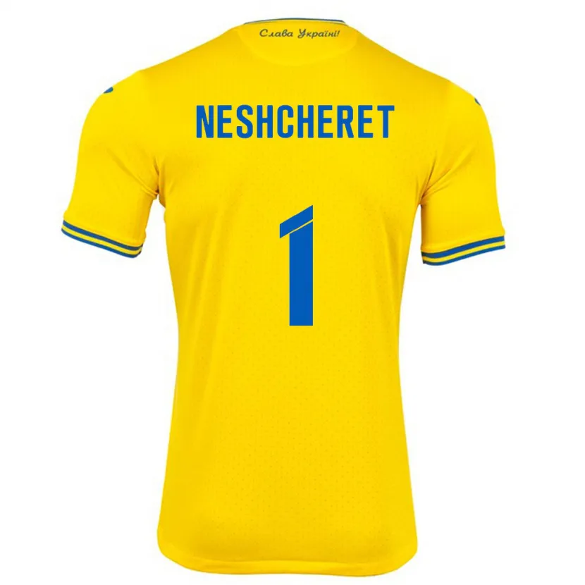 Danxen Kinder Ukraine Ruslan Neshcheret #1 Gelb Heimtrikot Trikot 24-26 T-Shirt