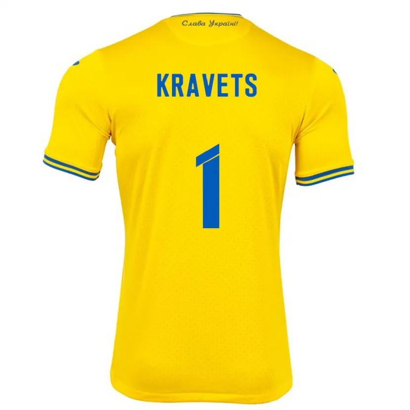 Danxen Kinder Ukraine Vladyslav Kravets #1 Gelb Heimtrikot Trikot 24-26 T-Shirt