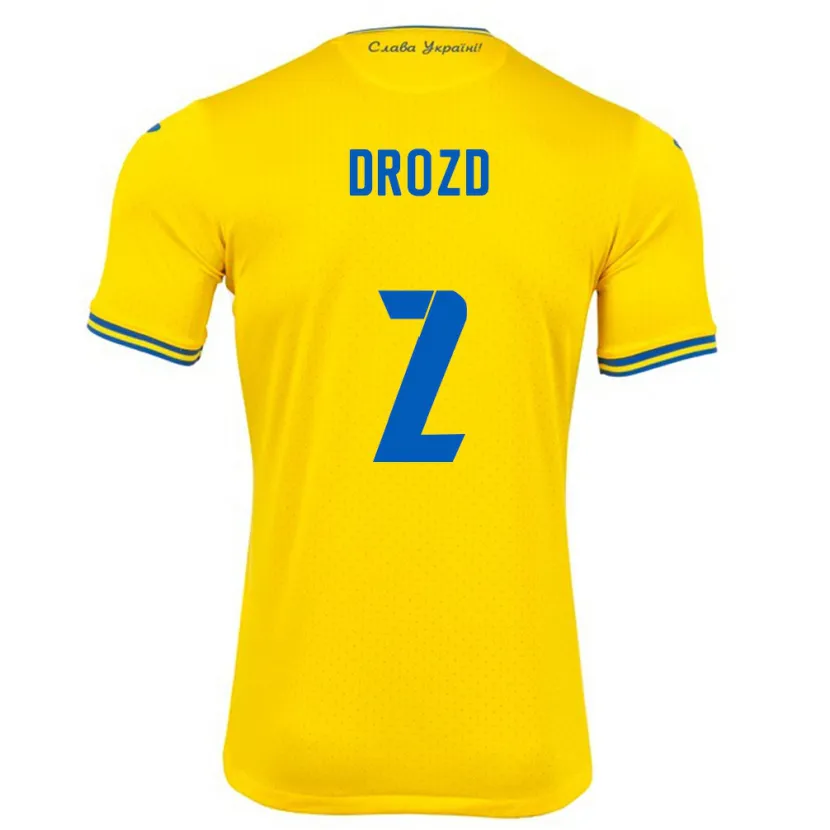 Danxen Kinder Ukraine Anton Drozd #2 Gelb Heimtrikot Trikot 24-26 T-Shirt