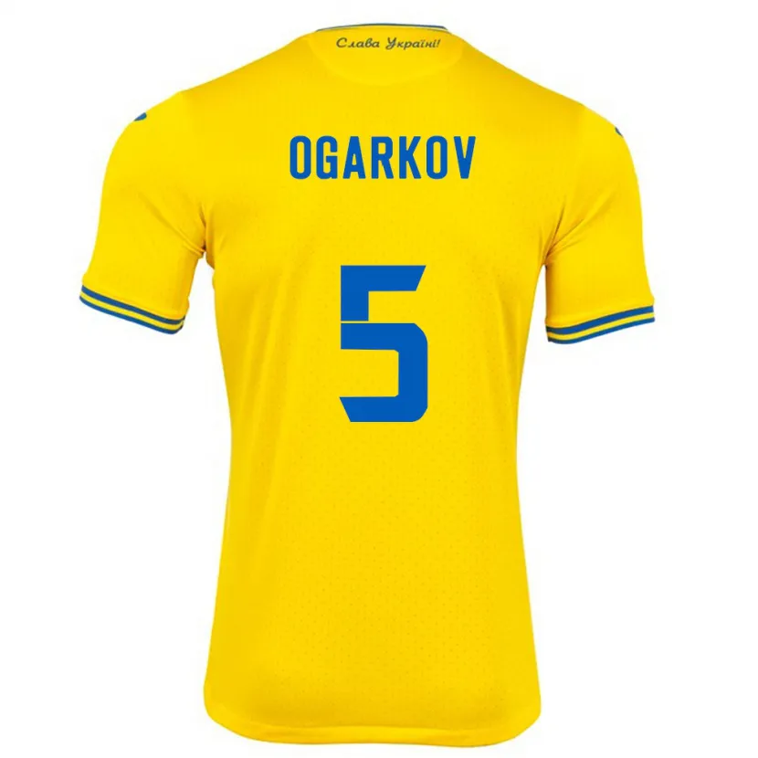 Danxen Kinder Ukraine Mykola Ogarkov #5 Gelb Heimtrikot Trikot 24-26 T-Shirt