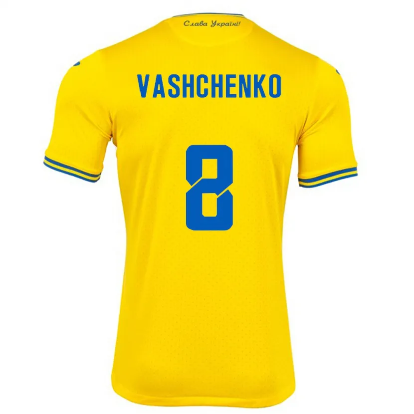 Danxen Kinder Ukraine Daniil Vashchenko #8 Gelb Heimtrikot Trikot 24-26 T-Shirt