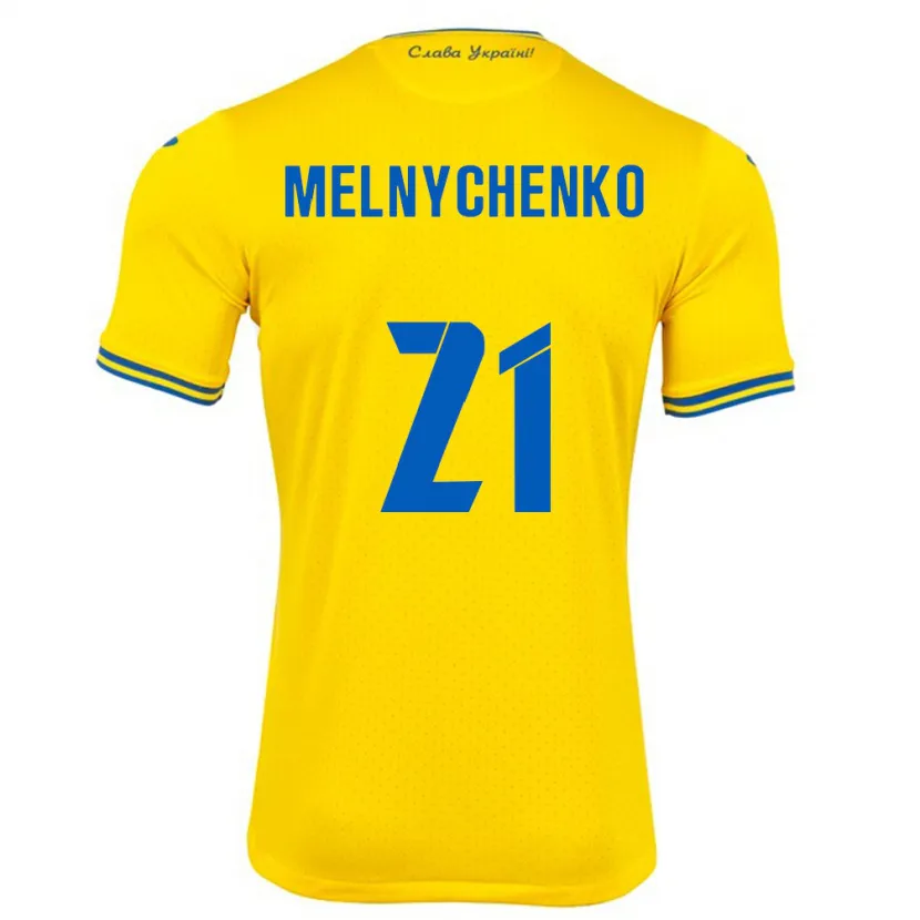 Danxen Kinder Ukraine Maksym Melnychenko #21 Gelb Heimtrikot Trikot 24-26 T-Shirt