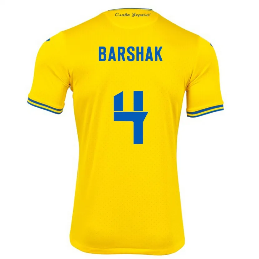 Danxen Kinder Ukraine Maksym Barshak #4 Gelb Heimtrikot Trikot 24-26 T-Shirt