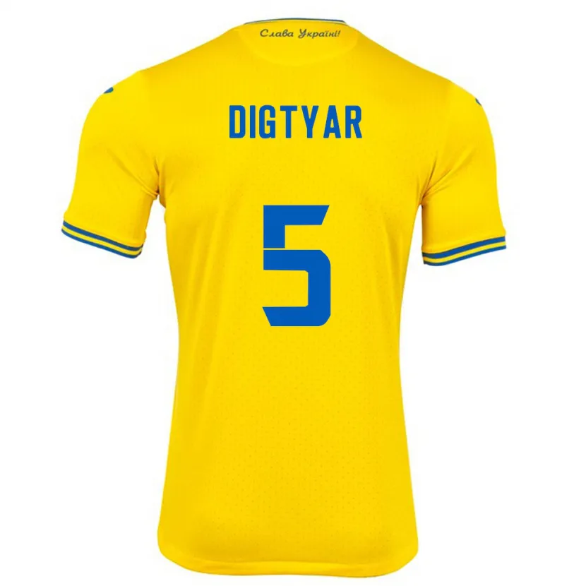 Danxen Kinder Ukraine Kyrylo Digtyar #5 Gelb Heimtrikot Trikot 24-26 T-Shirt