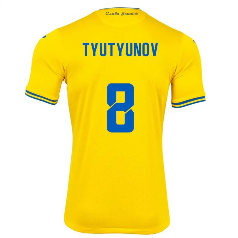 Danxen Kinder Ukraine Vladyslav Tyutyunov #8 Gelb Heimtrikot Trikot 24-26 T-Shirt