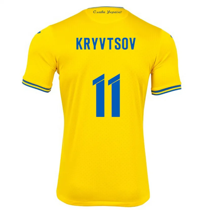 Danxen Kinder Ukraine Nikita Kryvtsov #11 Gelb Heimtrikot Trikot 24-26 T-Shirt