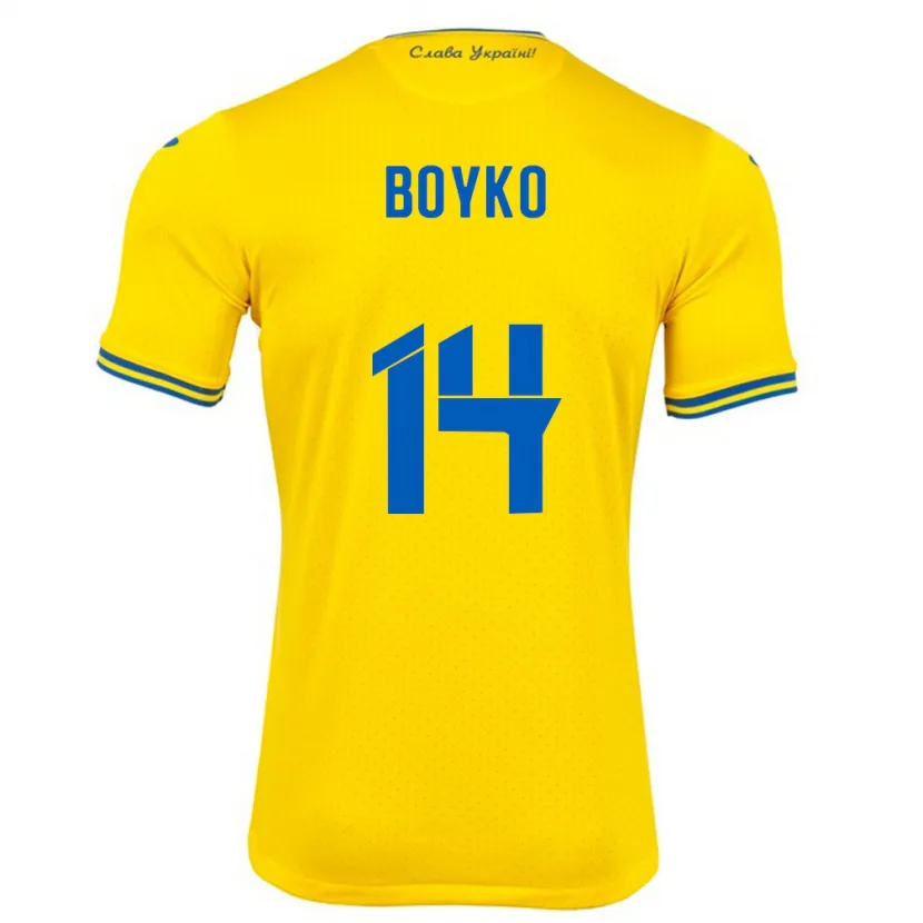 Danxen Kinder Ukraine Evgen Boyko #14 Gelb Heimtrikot Trikot 24-26 T-Shirt