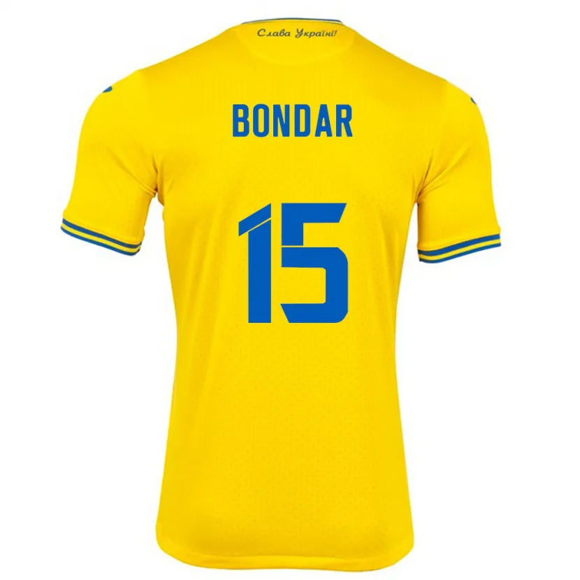 Danxen Kinder Ukraine Nazar Bondar #15 Gelb Heimtrikot Trikot 24-26 T-Shirt