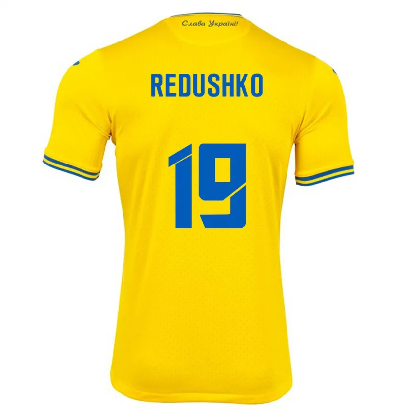 Danxen Kinder Ukraine Bogdan Redushko #19 Gelb Heimtrikot Trikot 24-26 T-Shirt