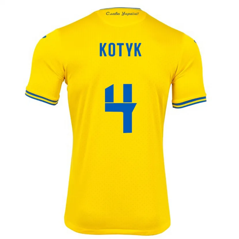 Danxen Kinder Ukraine Yana Kotyk #4 Gelb Heimtrikot Trikot 24-26 T-Shirt