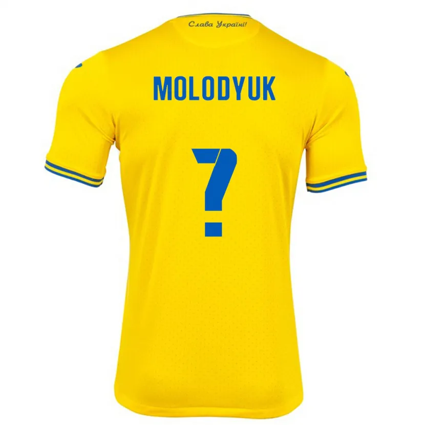 Danxen Kinder Ukraine Yelyzaveta Molodyuk #0 Gelb Heimtrikot Trikot 24-26 T-Shirt