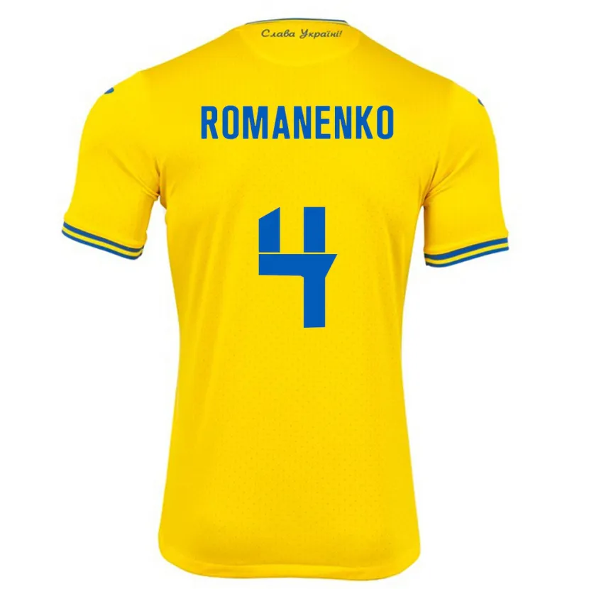 Danxen Kinder Ukraine Tetyana Romanenko #4 Gelb Heimtrikot Trikot 24-26 T-Shirt