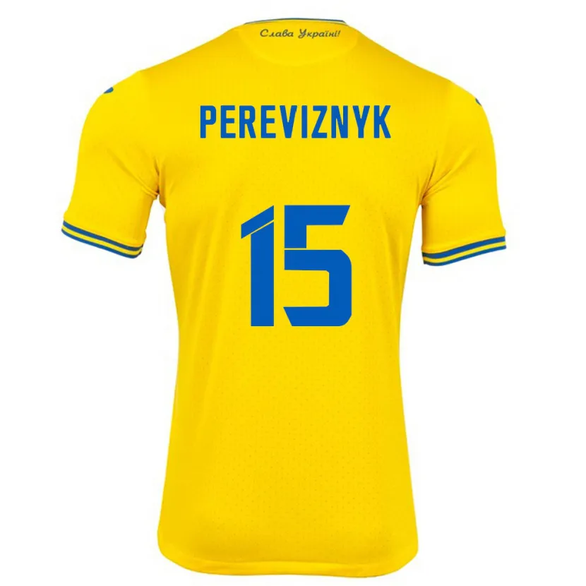 Danxen Kinder Ukraine Khrystyna Pereviznyk #15 Gelb Heimtrikot Trikot 24-26 T-Shirt