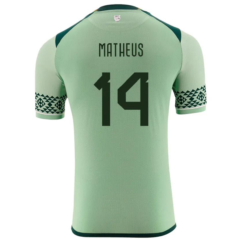 Danxen Kinder Bolivien Robson Matheus #14 Hellgrün Heimtrikot Trikot 24-26 T-Shirt