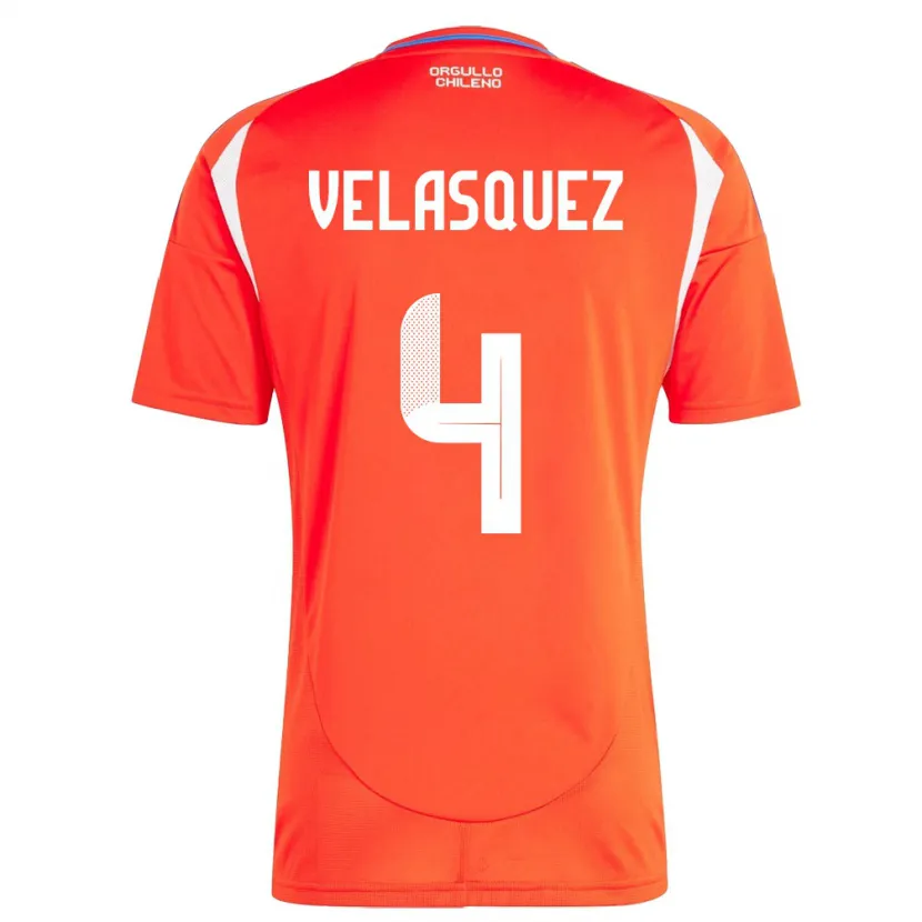 Danxen Kinder Chile Lucas Velásquez #4 Rot Heimtrikot Trikot 24-26 T-Shirt