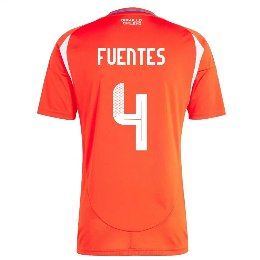 Danxen Kinder Chile Karen Fuentes #4 Rot Heimtrikot Trikot 24-26 T-Shirt