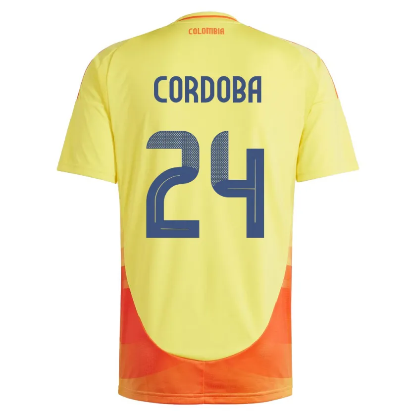 Danxen Kinder Kolumbien Jhon Córdoba #24 Gelb Heimtrikot Trikot 24-26 T-Shirt