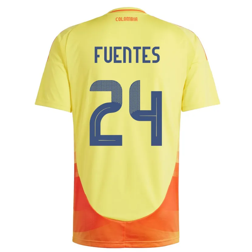 Danxen Kinder Kolumbien Gabriel Fuentes #24 Gelb Heimtrikot Trikot 24-26 T-Shirt
