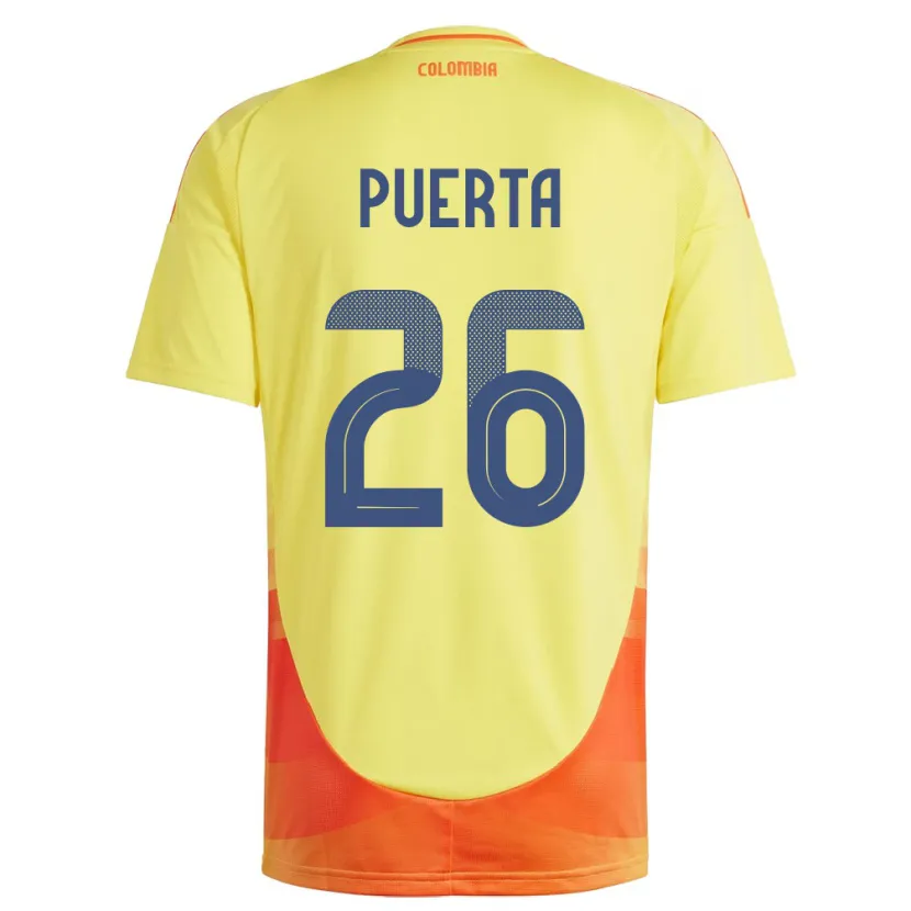 Danxen Kinder Kolumbien Gustavo Puerta #26 Gelb Heimtrikot Trikot 24-26 T-Shirt