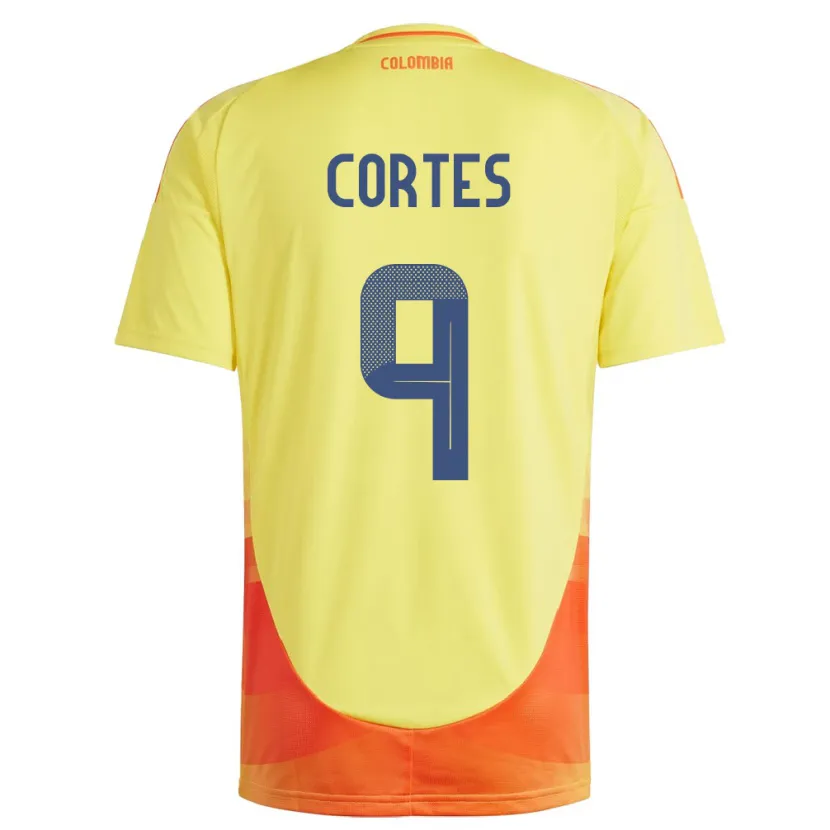 Danxen Kinder Kolumbien Carlos Cortés #9 Gelb Heimtrikot Trikot 24-26 T-Shirt