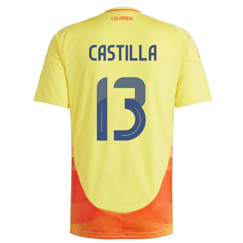 Danxen Kinder Kolumbien Juan Castilla #13 Gelb Heimtrikot Trikot 24-26 T-Shirt